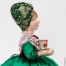 Кукла грелка на чайник с чашкой чая в зеленом платье d20см рост 30 см